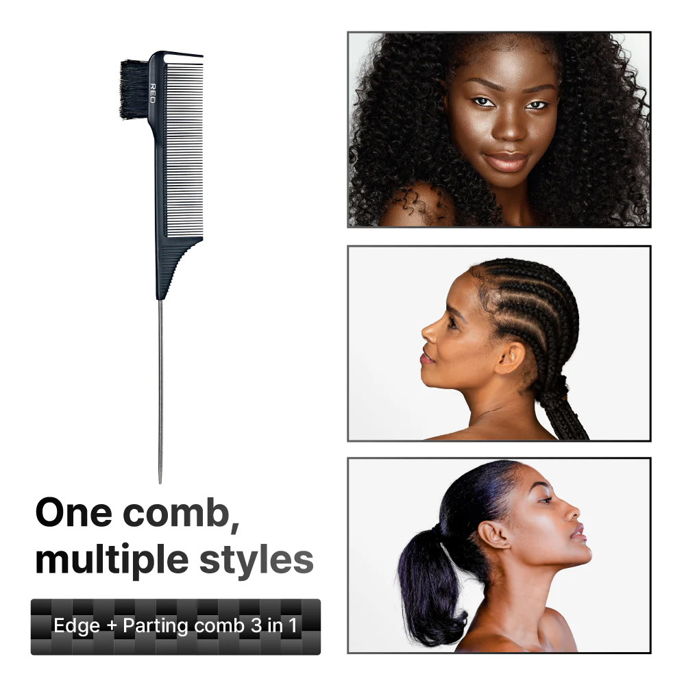 RED by KISS 100% Boar Bristle 3-in-1 Edge & Parting Comb - Image 5