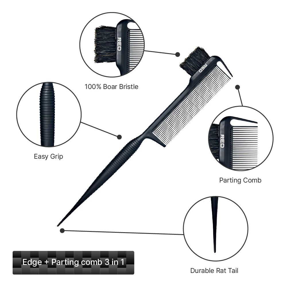 RED by KISS 100% Boar Bristle 3-in-1 Edge & Parting Comb - Image 7