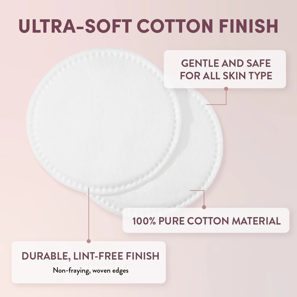 éclat 100% Pure Cotton Rounds – Ultra Soft, Vegan & Hypoallergenic Pads for Skincare (100 Count) - Image 2