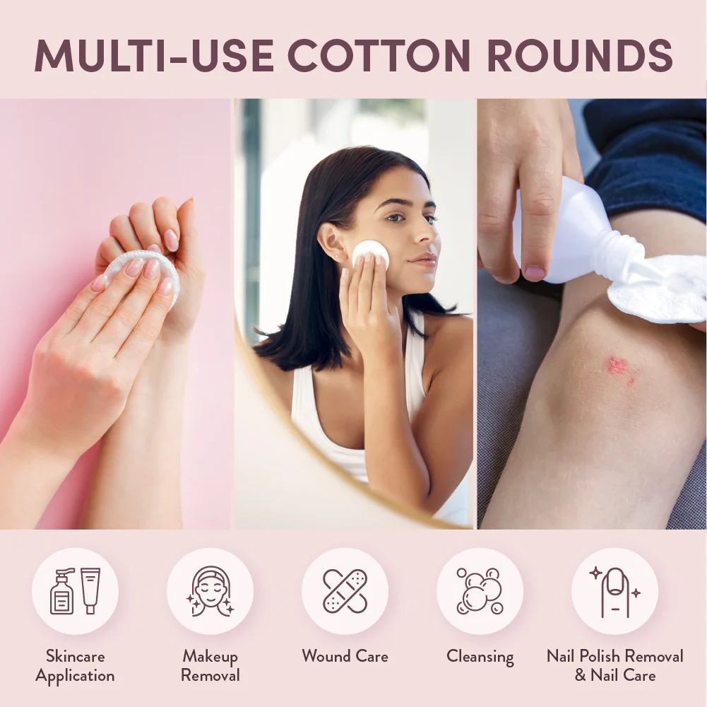 éclat 100% Pure Cotton Rounds – Ultra Soft, Vegan & Hypoallergenic Pads for Skincare (100 Count) - Image 3