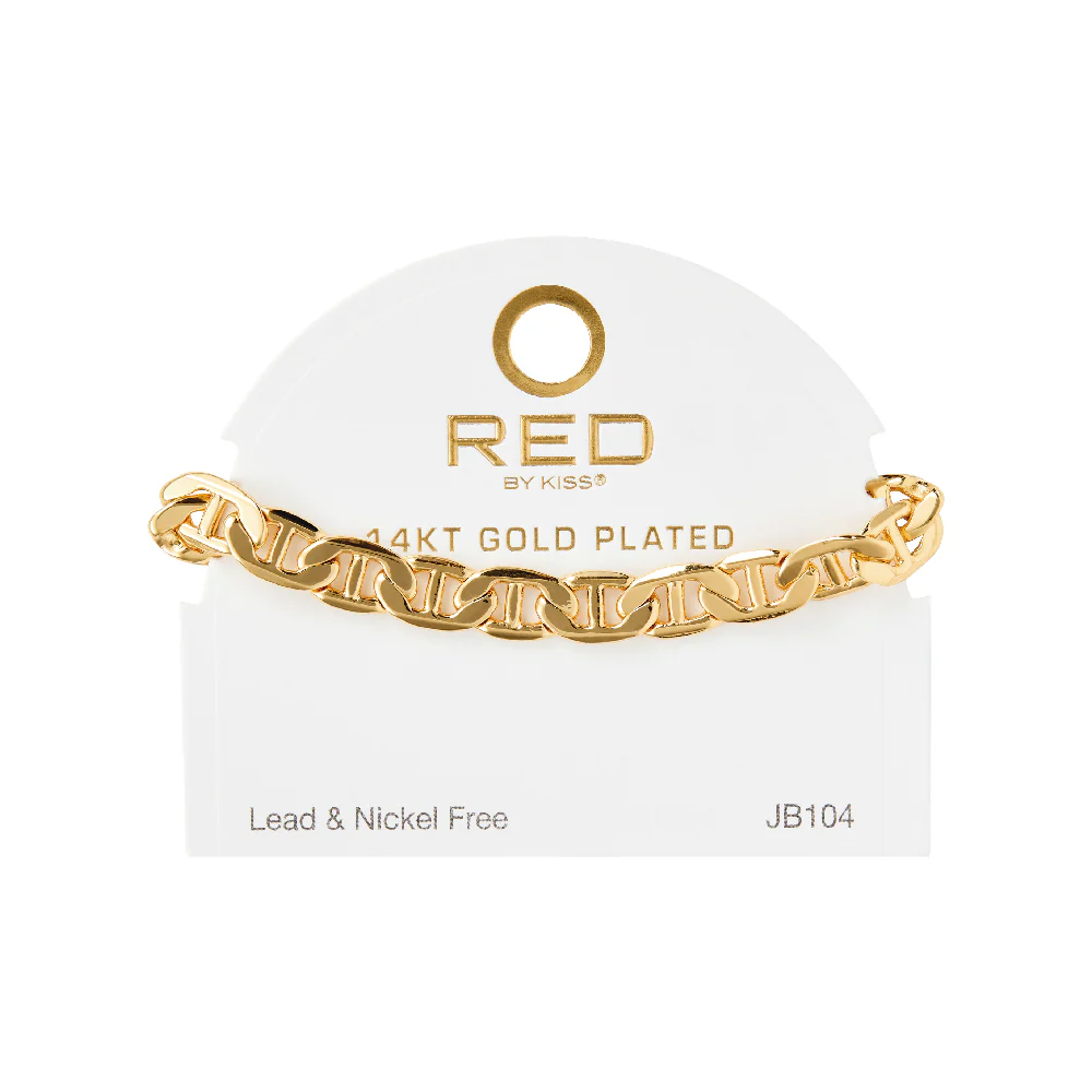 RED by KISS 14K Gold Plated Anchor Chain Bracelet - Image 4