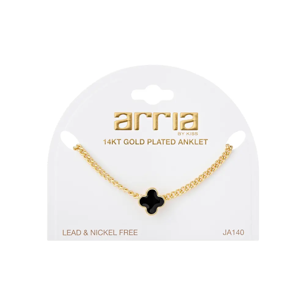 Arria 14K Gold Plated Clover Quatrefoil Alhambra Motif Pendant Chain Anklet - Image 6