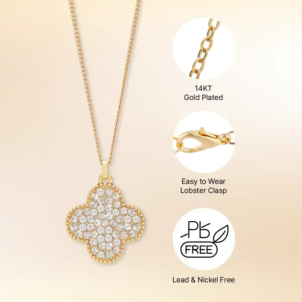 Arria 14K Gold Plated Clover Quatrefoil Alhambra Motif Pendant Necklace - Image 3
