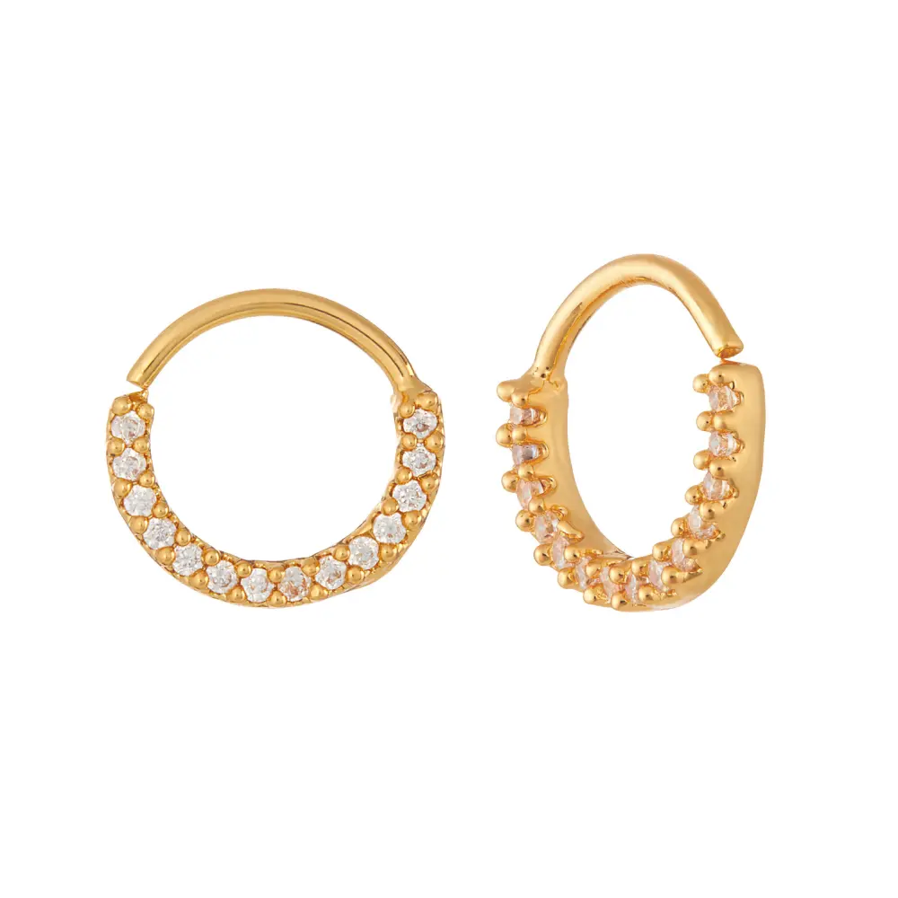 Arria 14K Gold Plated Cubic Zirconia Nose Hoop Ring - Image 7