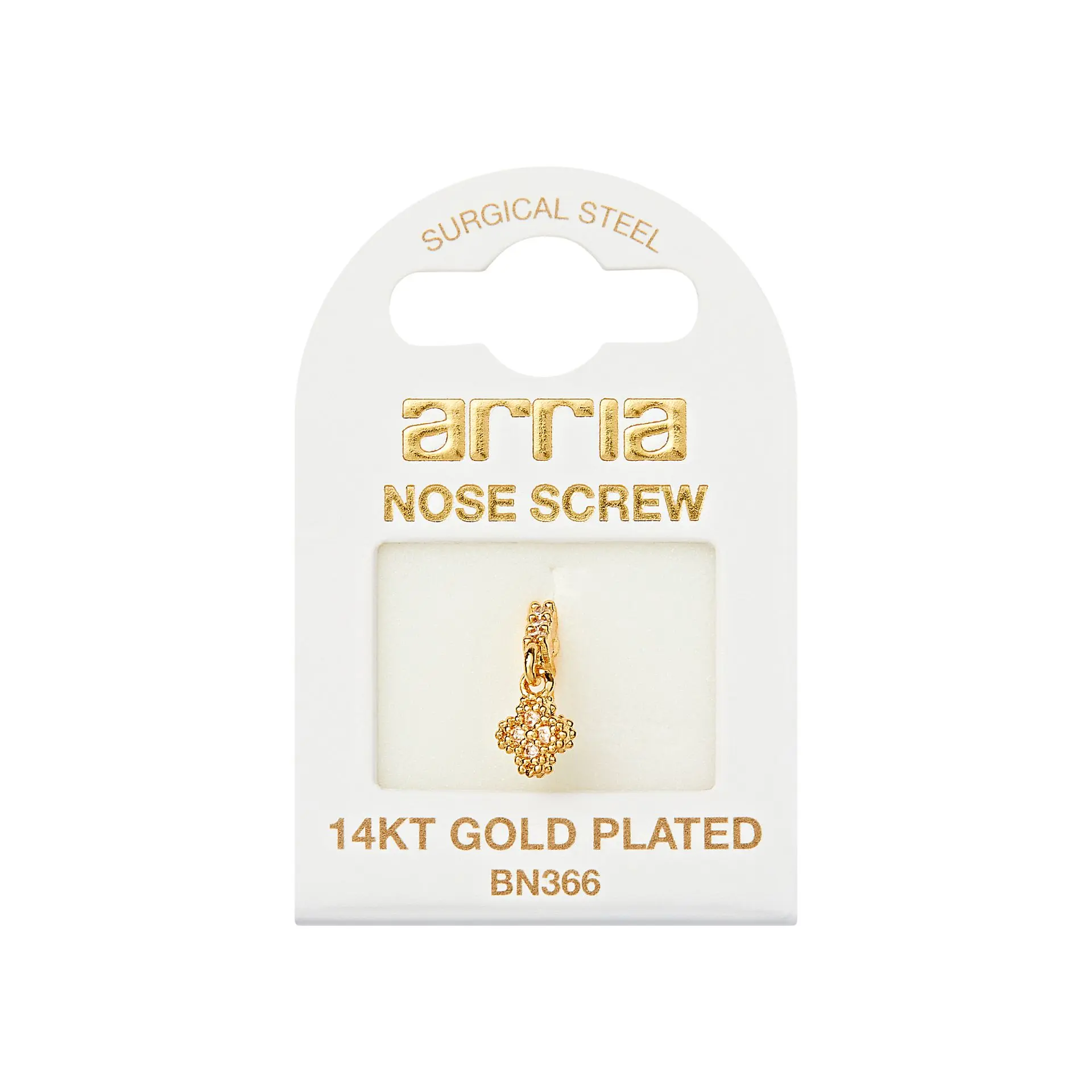 Arria 14K Gold Plated CZ Cluster Drop Screw Nose Stud - Image 7