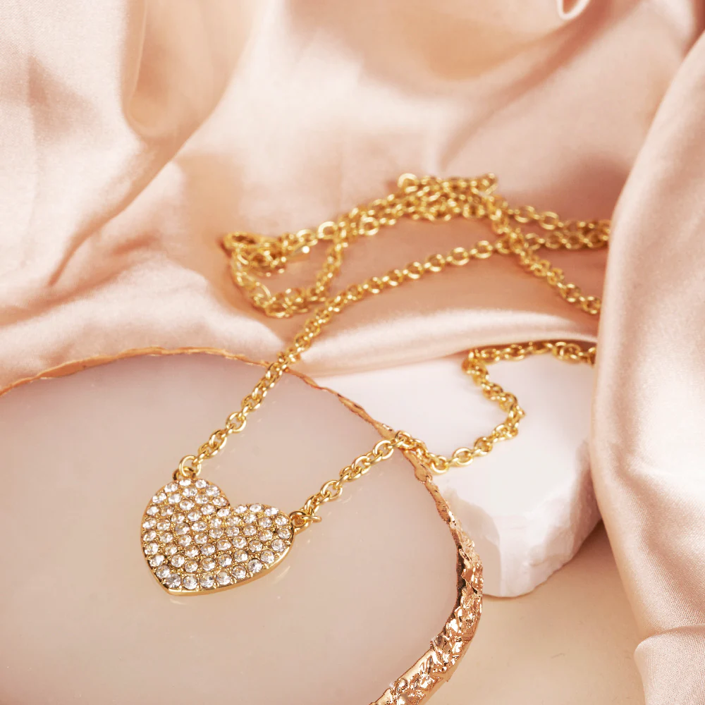 RED by KISS 14K Gold Plated Heart Charm Chain Necklace - Image 3