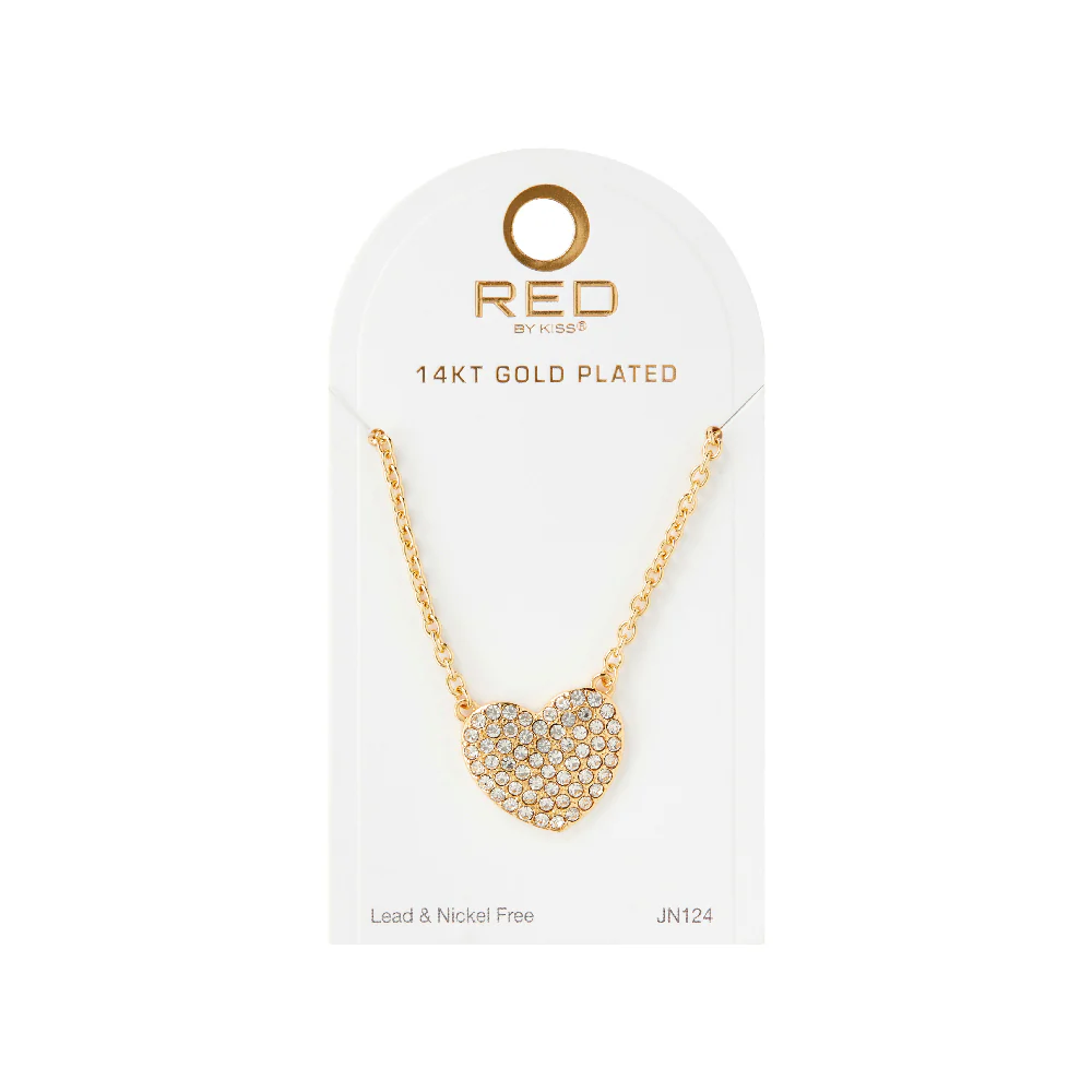 RED by KISS 14K Gold Plated Heart Charm Chain Necklace - Image 5