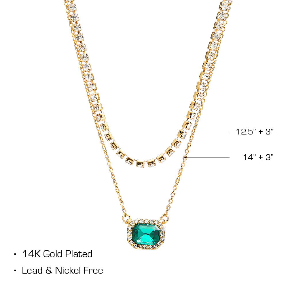 RED by KISS 14K Gold Plated Stone Layered Necklace - Image 4