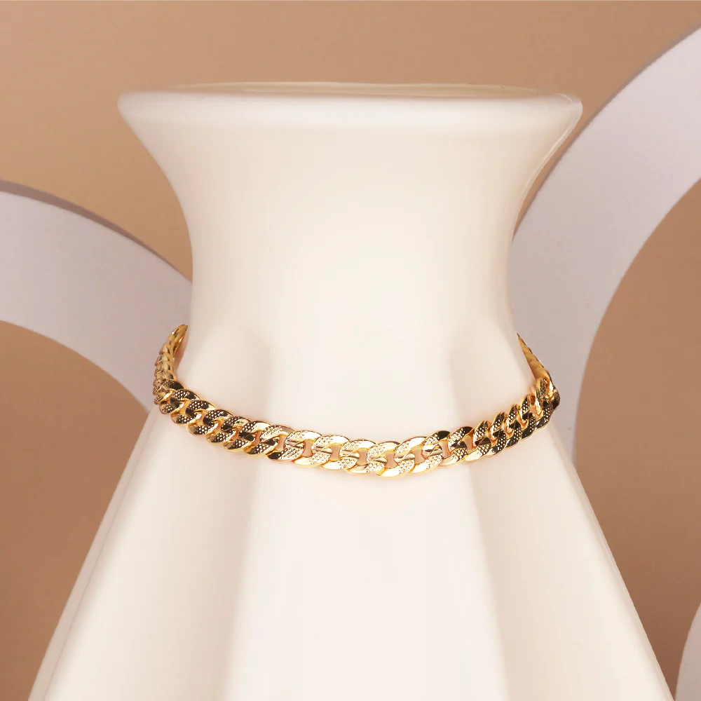 RED by KISS 14K Gold Plated Textured Curb Chain Bracelet - Image 3
