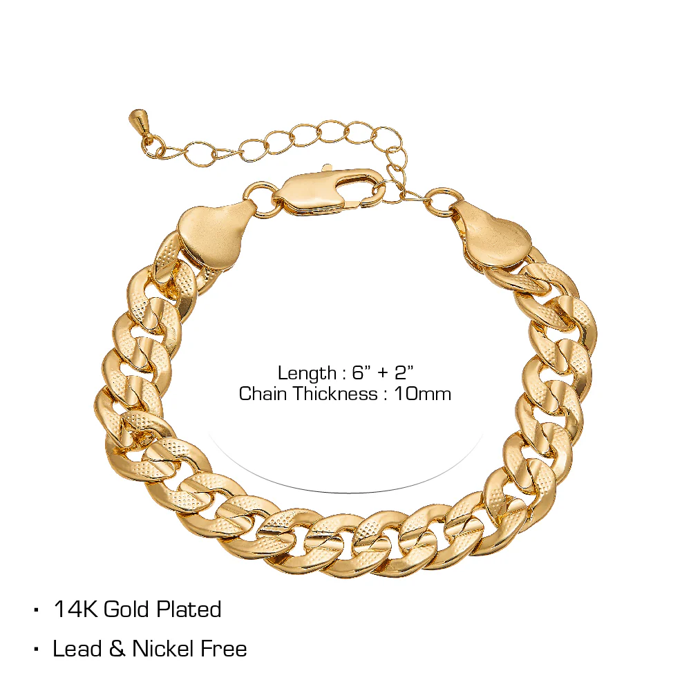 RED by KISS 14K Gold Plated Textured Curb Chain Bracelet - Image 4