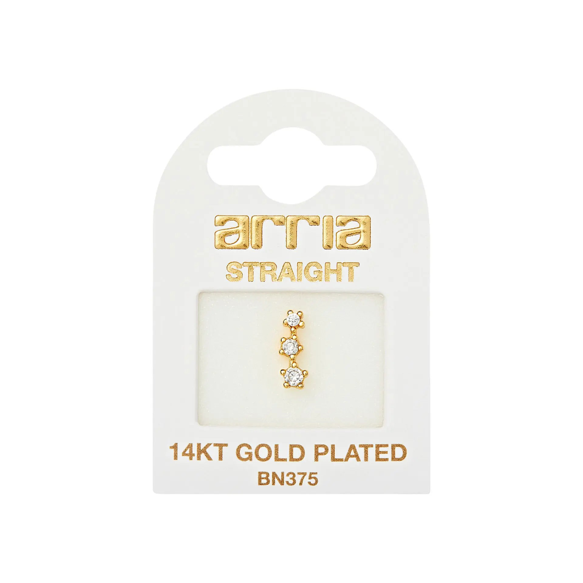 Arria 14K Gold Plated Triple CZ Straight Nose Pin – Hypoallergenic, Minimal & Versatile Design - Image 7