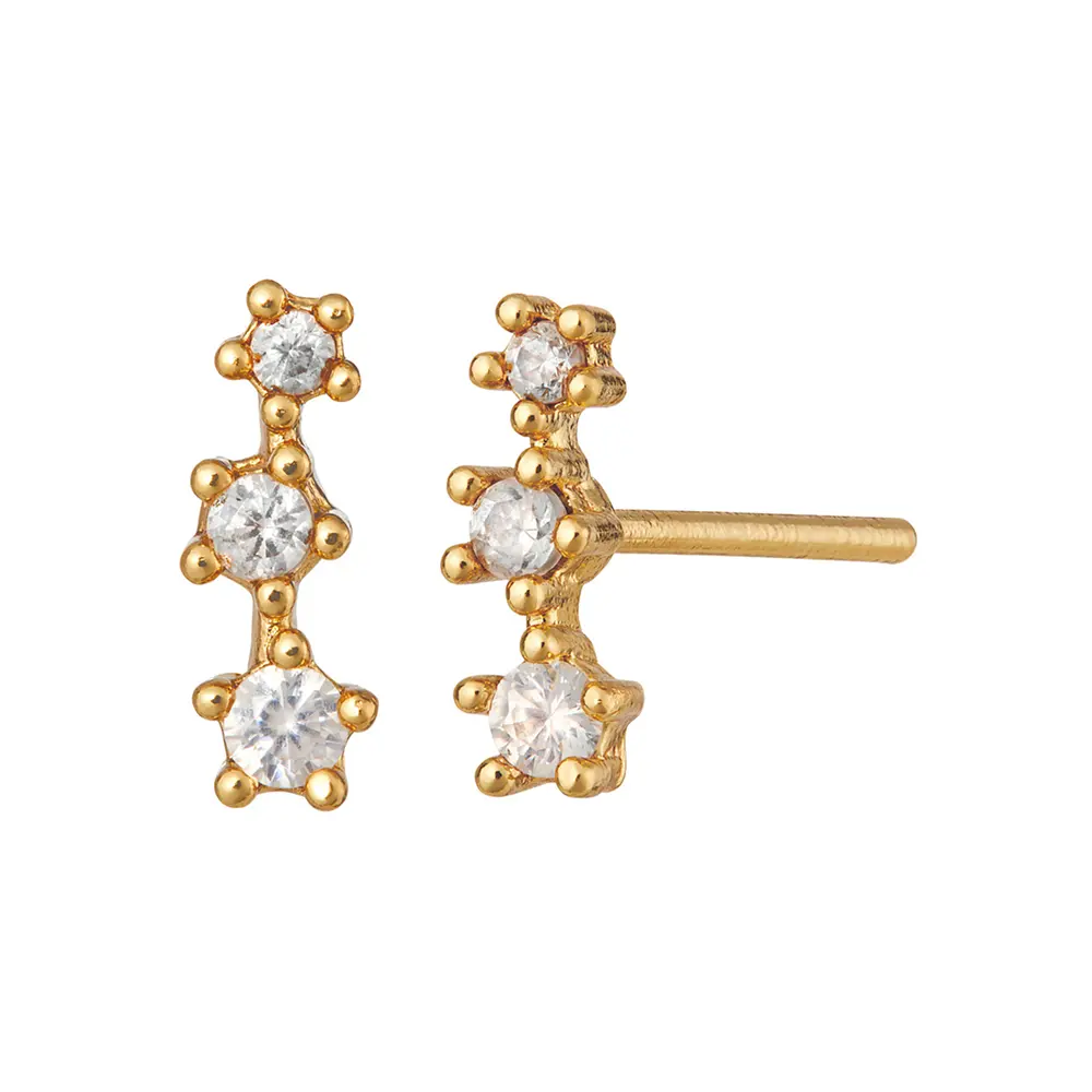 Arria 14K Gold Plated Triple CZ Straight Nose Pin – Hypoallergenic, Minimal & Versatile Design - Image 8