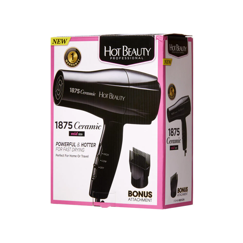 Hot Beauty 1875 Ceramic Styling Hair Dryer Mid Size - Image 7