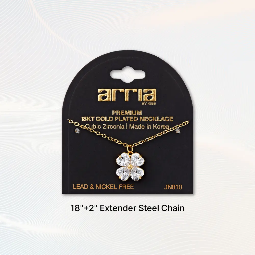 Arria 18K Gold Plated Cubic Zirconia Clover Leaf Pendant Necklace - Image 4