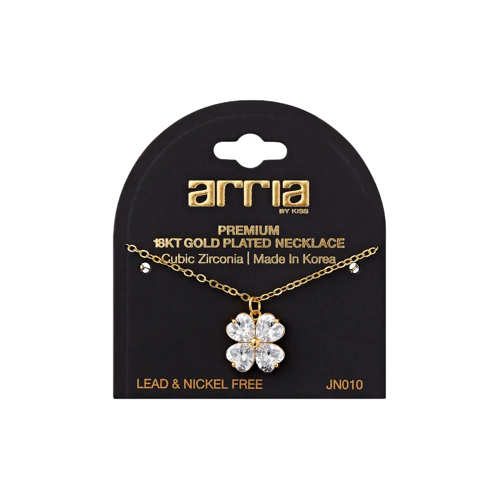Arria 18K Gold Plated Cubic Zirconia Clover Leaf Pendant Necklace - Image 7