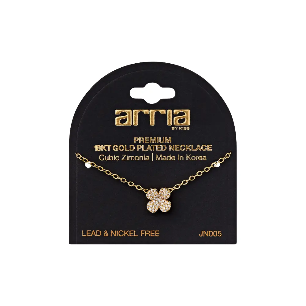 Arria 18K Gold Plated Cubic Zirconia Clover Pendant Necklace - Image 6