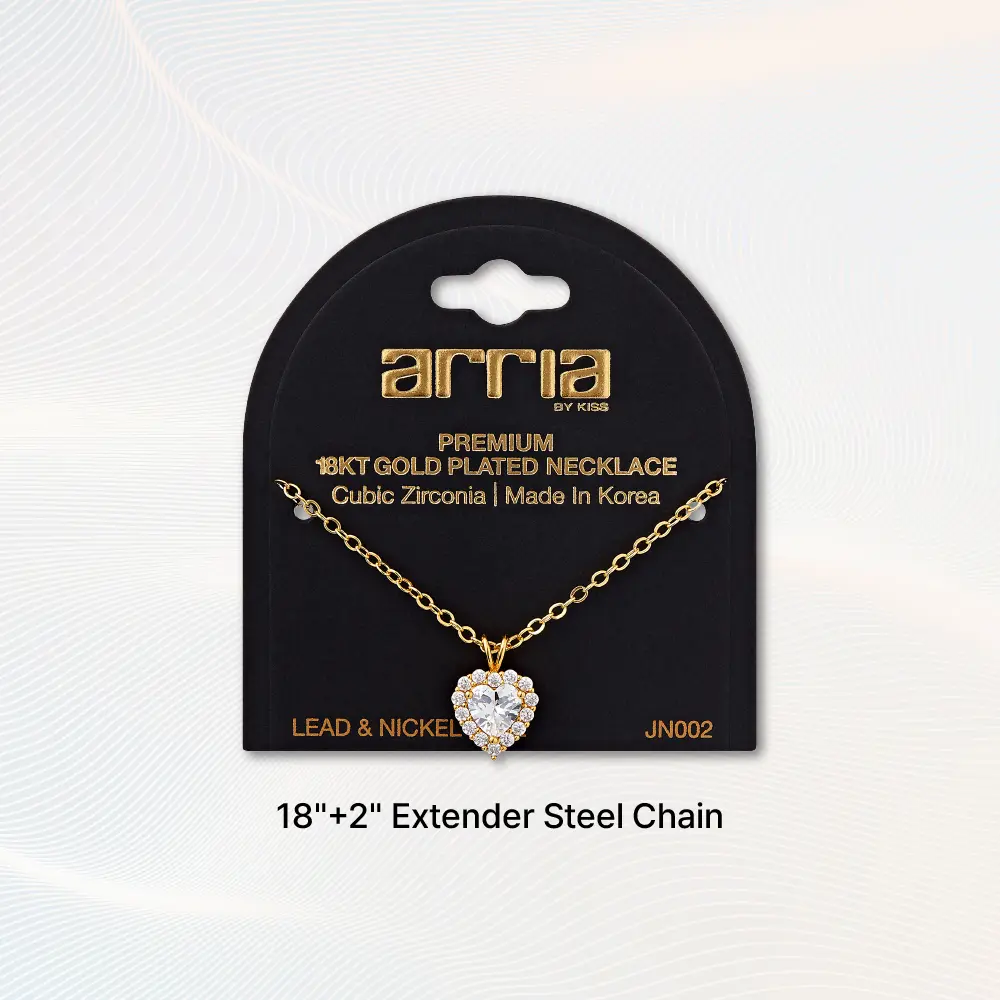 Arria 18K Gold Plated Cubic Zirconia Heart Pendant Necklace - Image 3