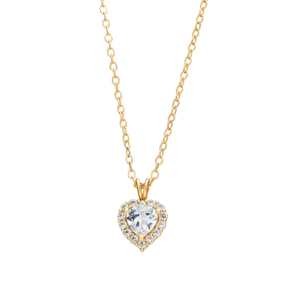 Arria 18K Gold Plated Cubic Zirconia Heart Pendant Necklace - Image 5