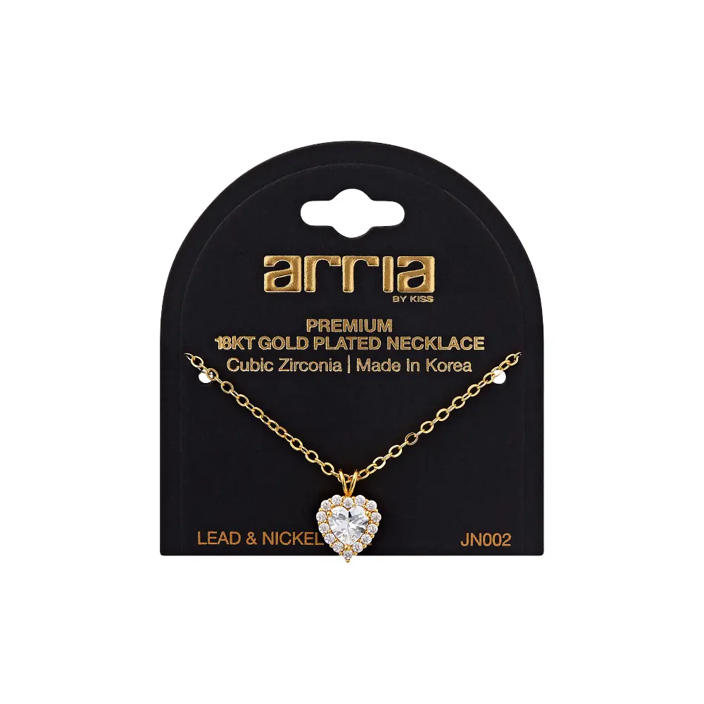 Arria 18K Gold Plated Cubic Zirconia Heart Pendant Necklace - Image 6