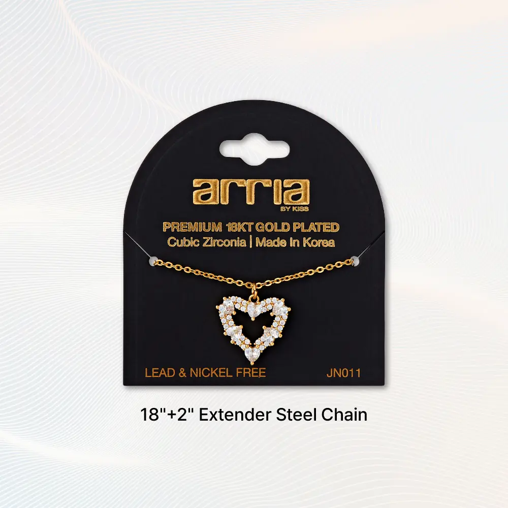 Arria 18K Gold Plated Cubic Zirconia Pave Heart Pendant Necklace - Image 4
