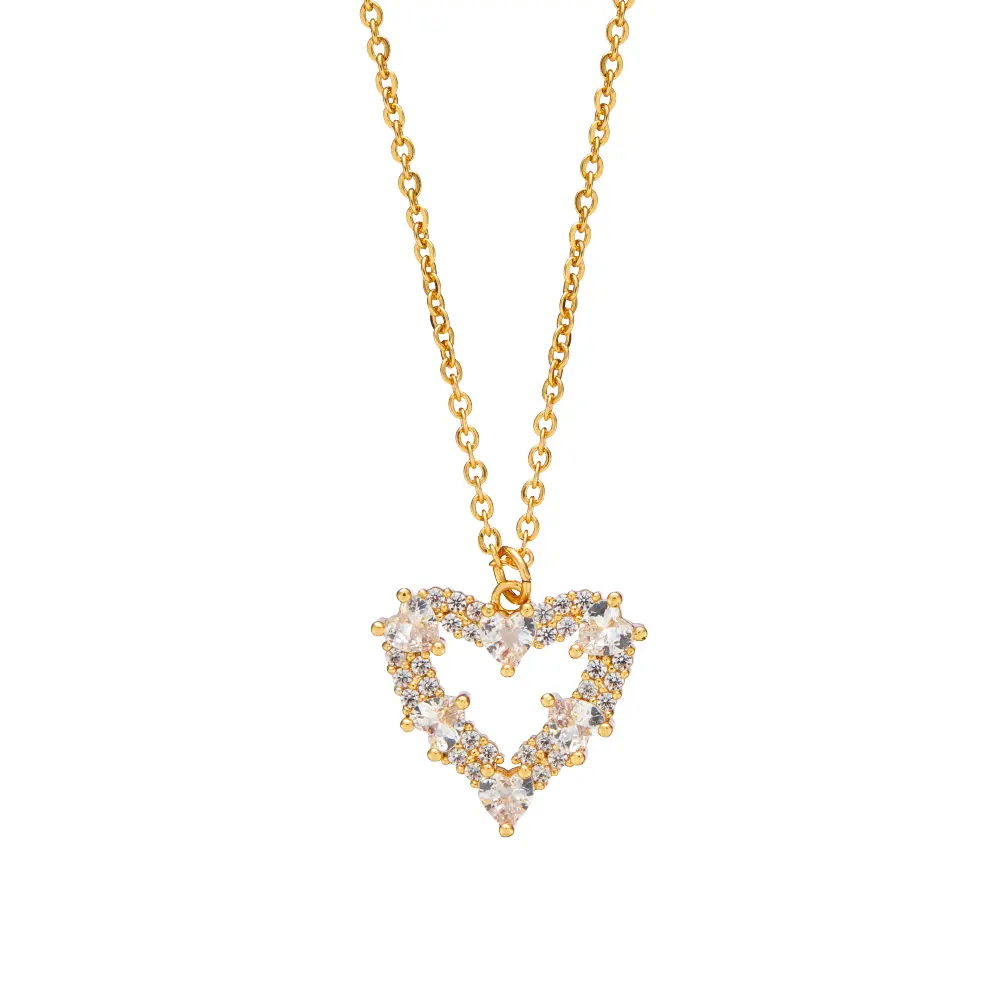 Arria 18K Gold Plated Cubic Zirconia Pave Heart Pendant Necklace - Image 5
