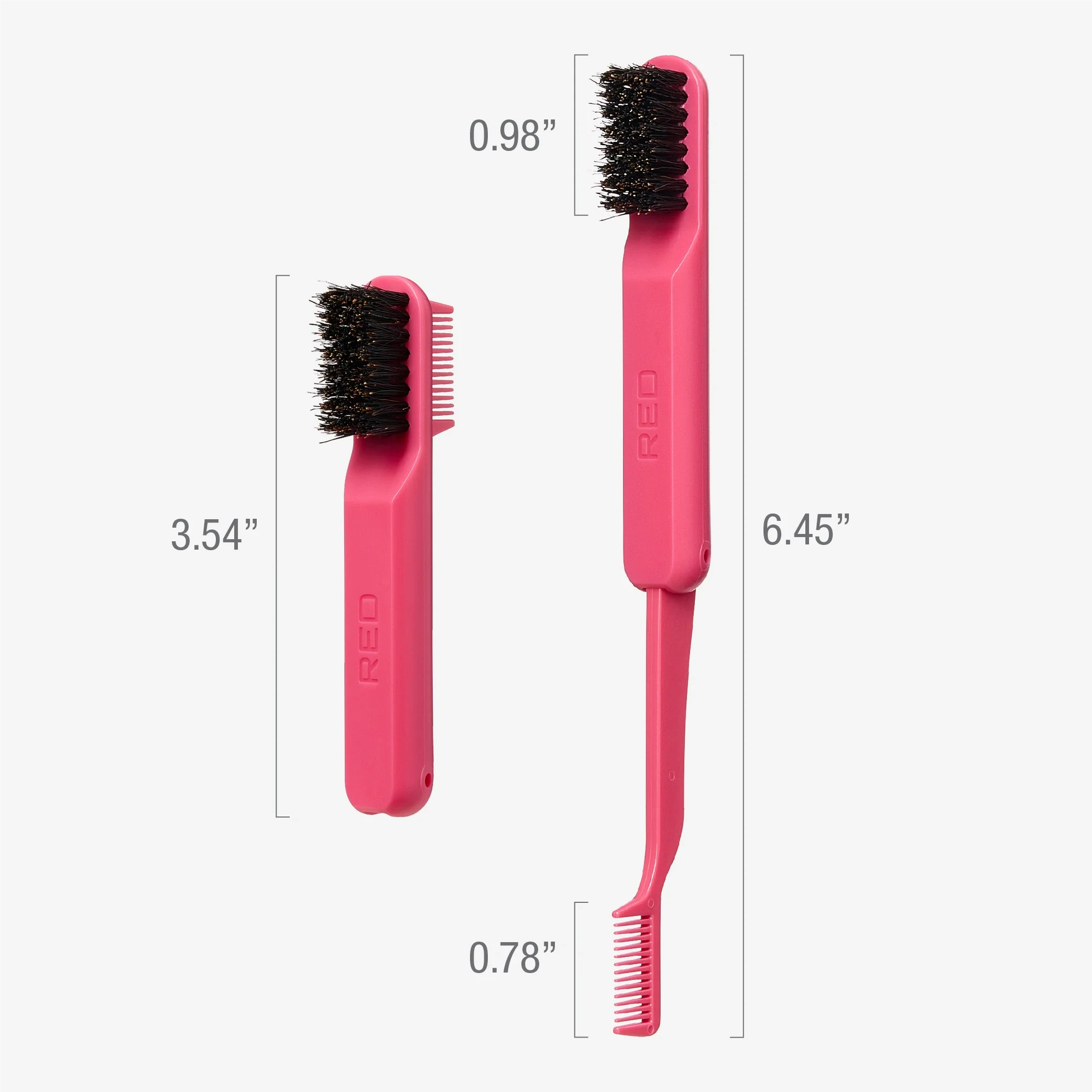 RED by KISS 2-in-1 Foldable Comb & Edge Brush w/ Travel Case - Image 7