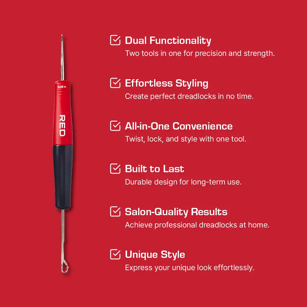 RED by KISS 2-in-1 Locking Needle & Crochet Hook Duo for Dreadlocks - Image 3