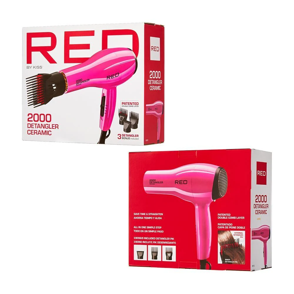 RED by KISS 2000 Ceramic Detangler Hair Dryer 3 Styling Attachments - Image 5
