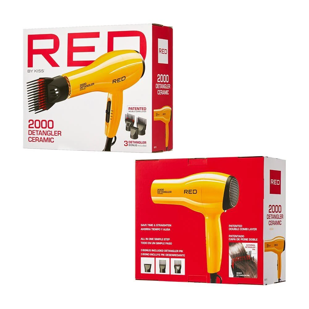 RED by KISS 2000 Ceramic Detangler Hair Dryer 3 Styling Attachments - Image 5
