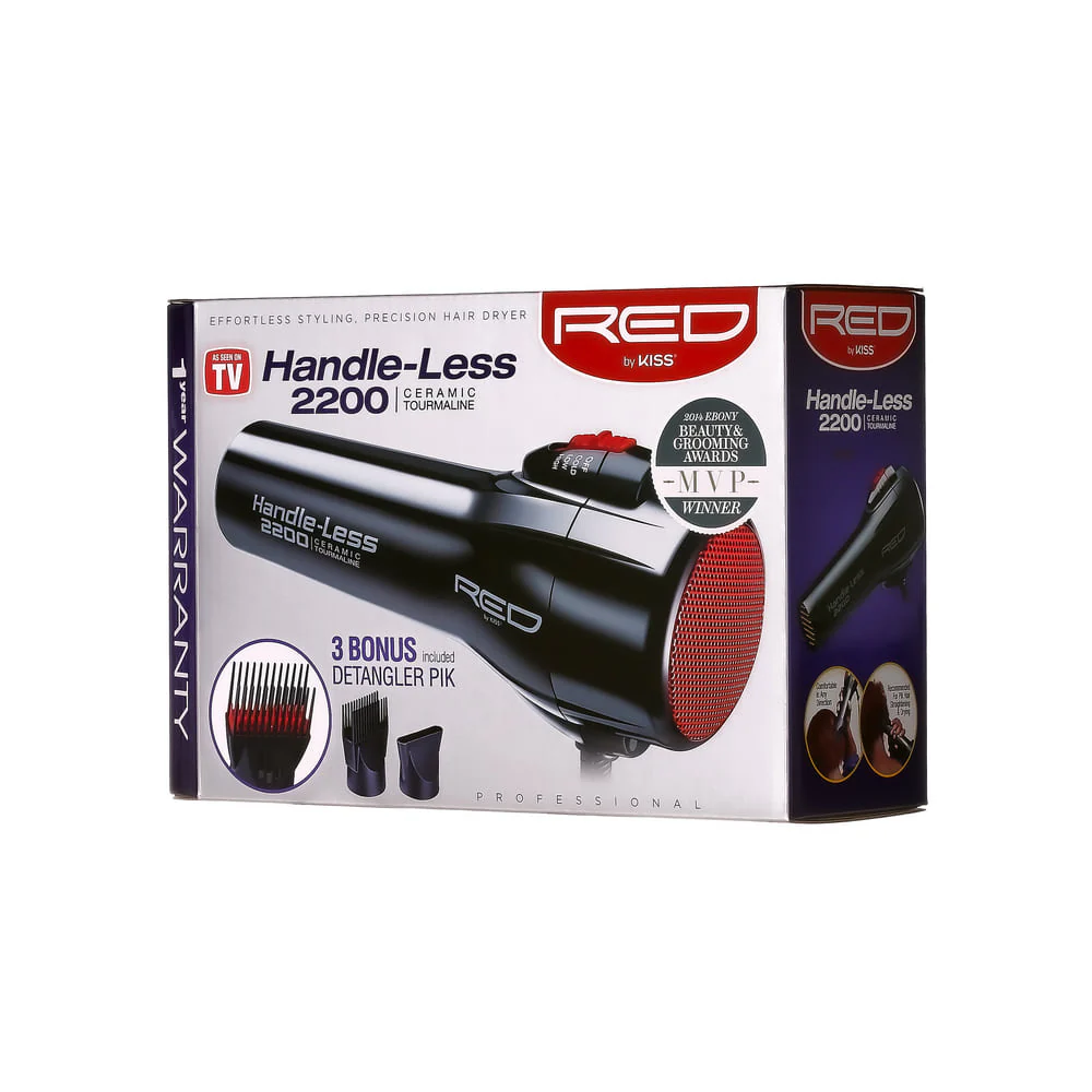 RED by KISS 2200 Ceramic Tourmaline Handleless Hair Dryer 3 Styling Attachments - Image 7
