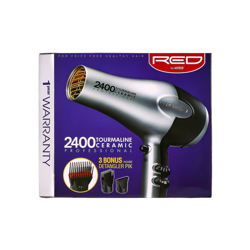 Red PRO 2400 Tourmaline Ceramic Hair Dryer 3 Styling Attachments - Image 7