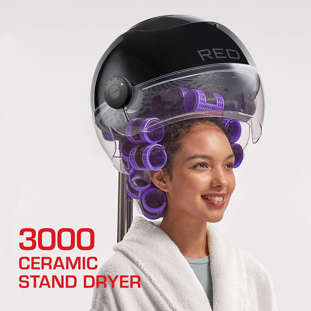 RED by KISS 3000 Ceramic Stand Hood Hair Dryer Adjustable Height 3 Temp Settings - Image 4