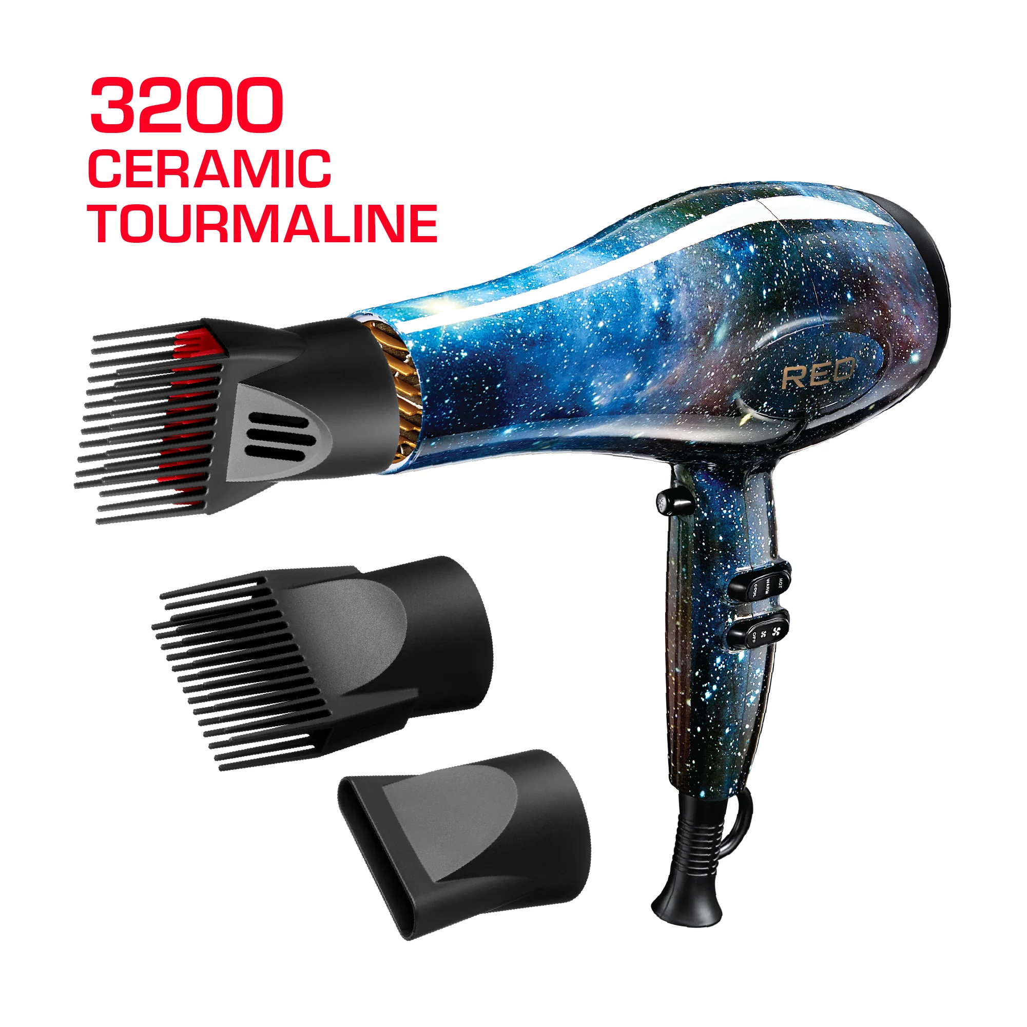 RED by KISS 3200 Detangler Hair Dryer 3 Styling Attachments - Image 13