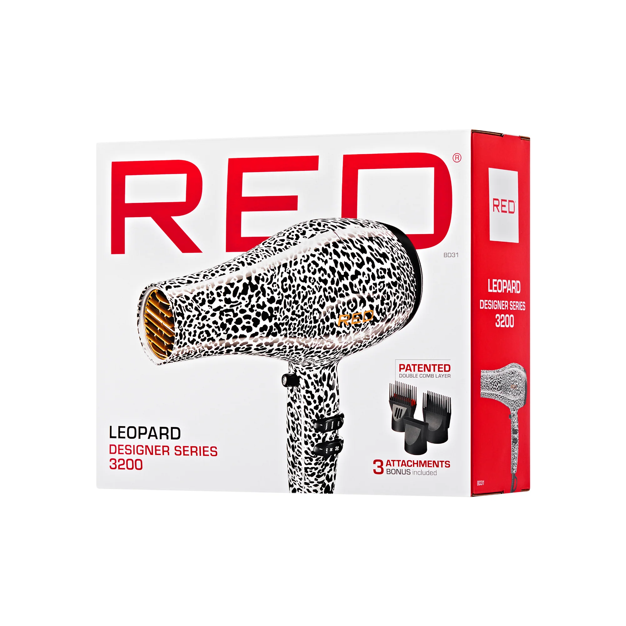 RED by KISS 3200 Detangler Hair Dryer 3 Styling Attachments - Image 17