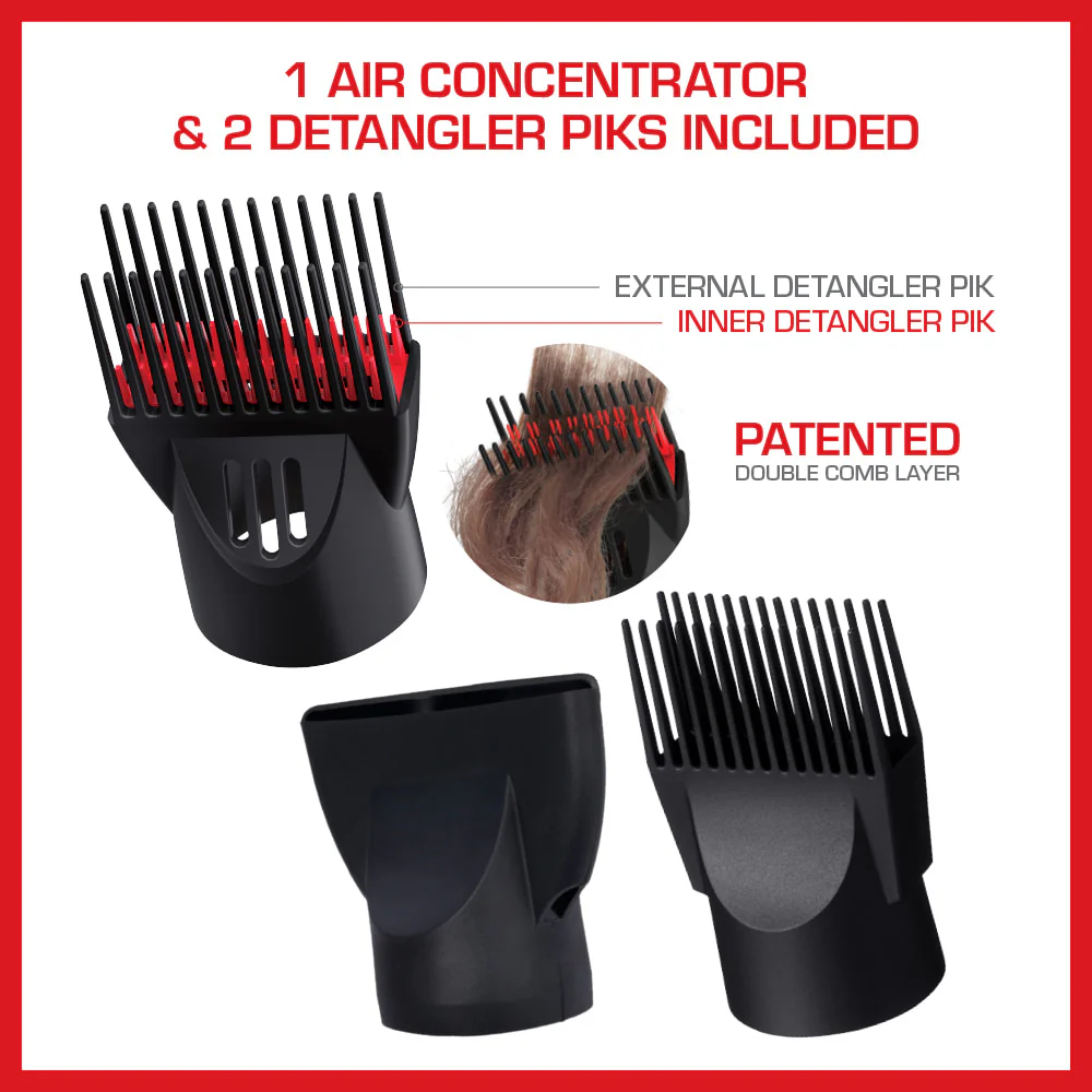 Red PRO 3500 Titanium Turbo Hair Dryer 3 Styling Attachments - Image 5