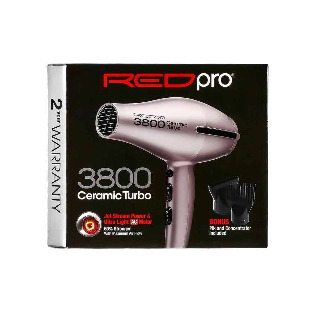 RED by KISS 3800 Ceramic Turbo Hair Dryer 2 Styling Attachments - Image 5