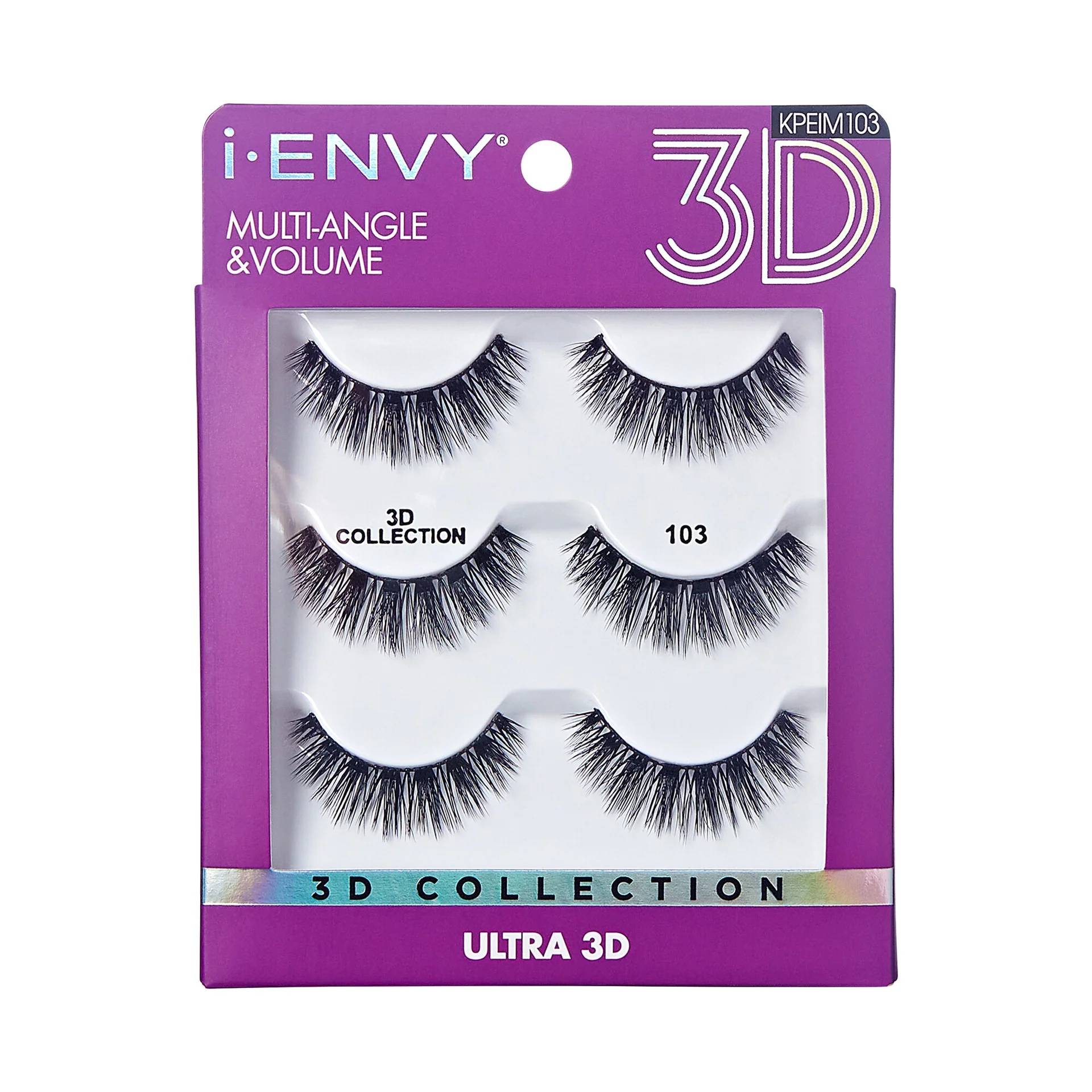 I-ENVY 3D Strip Lashes, 3 Pairs Fluffy & Wispy Volume False Eyelashes with Clear Band - Image 11