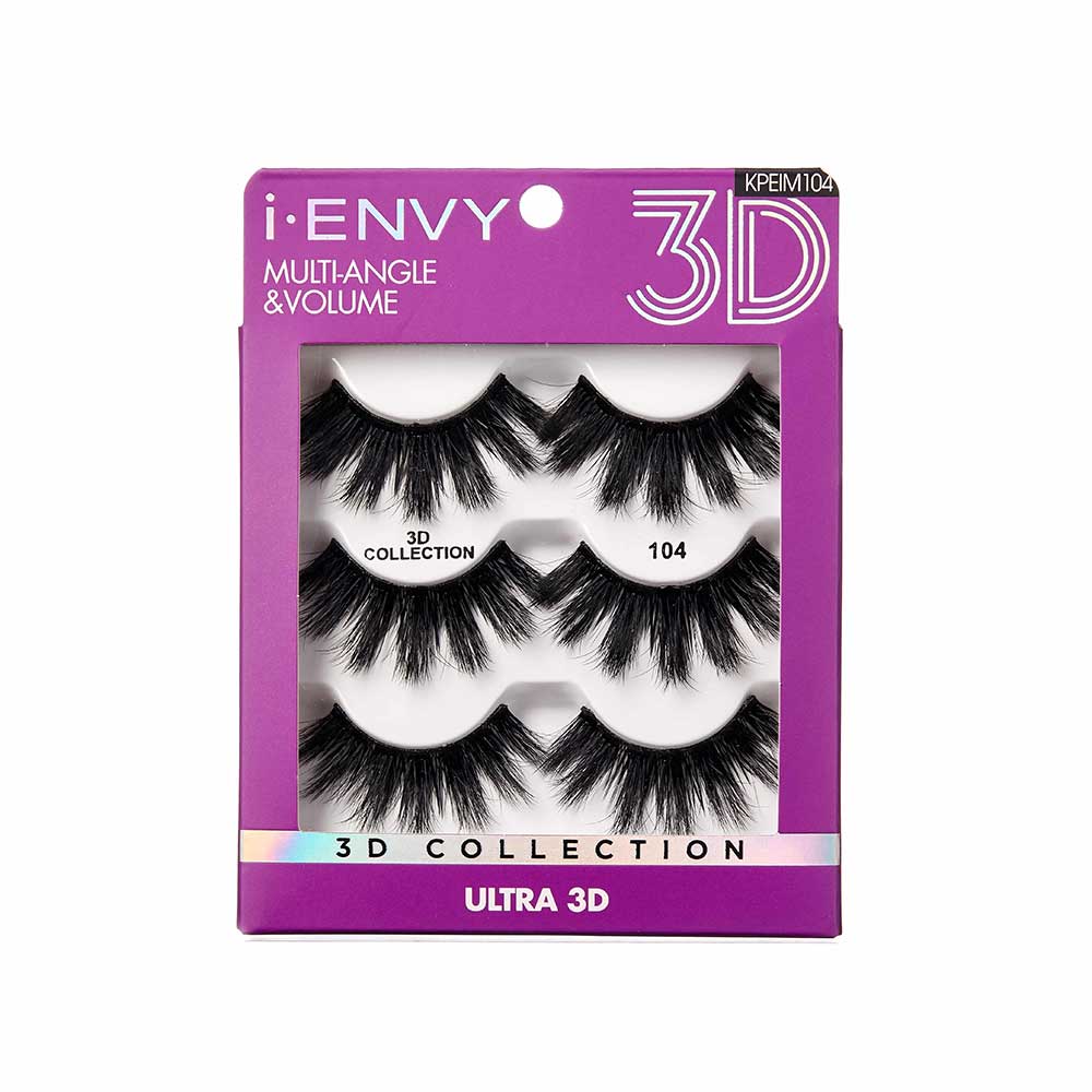 I-ENVY 3D Strip Lashes, 3 Pairs Fluffy & Wispy Volume False Eyelashes with Clear Band - Image 15
