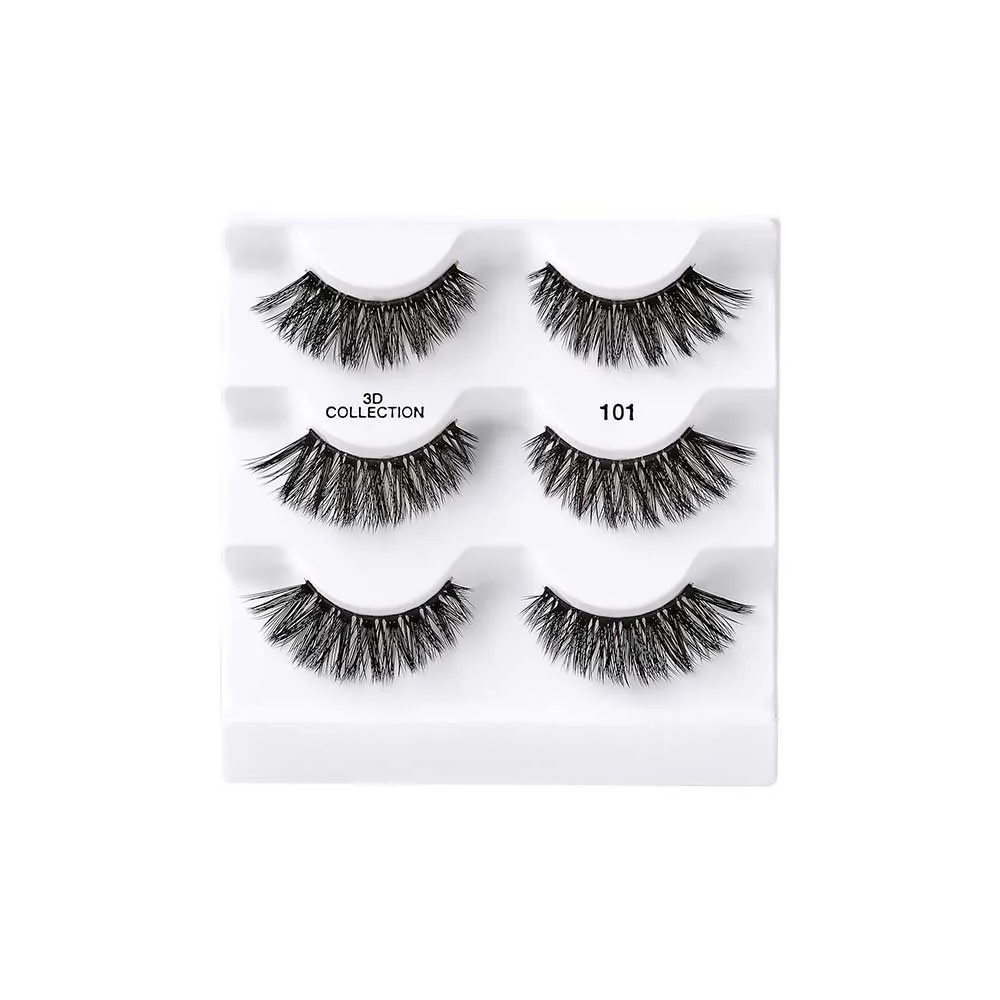 I-ENVY 3D Strip Lashes, 3 Pairs Fluffy & Wispy Volume False Eyelashes with Clear Band - Image 2
