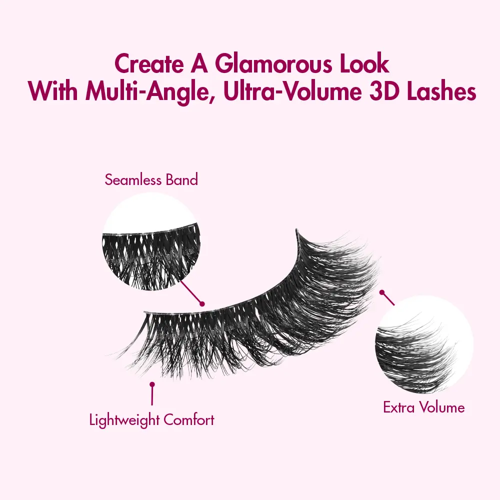 I-ENVY 3D Strip Lashes, 3 Pairs Fluffy & Wispy Volume False Eyelashes with Clear Band - Image 20