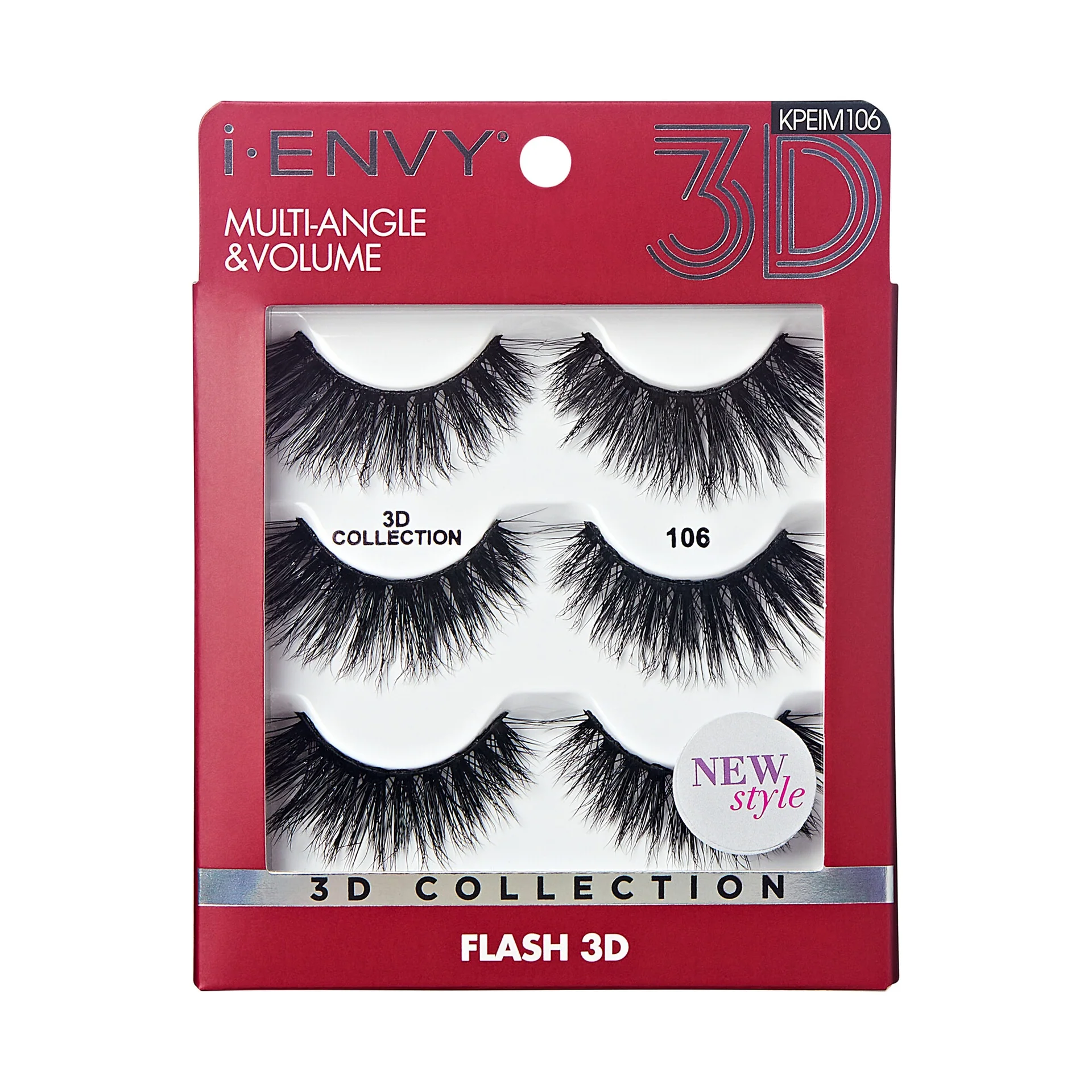 I-ENVY 3D Strip Lashes, 3 Pairs Fluffy & Wispy Volume False Eyelashes with Clear Band - Image 28