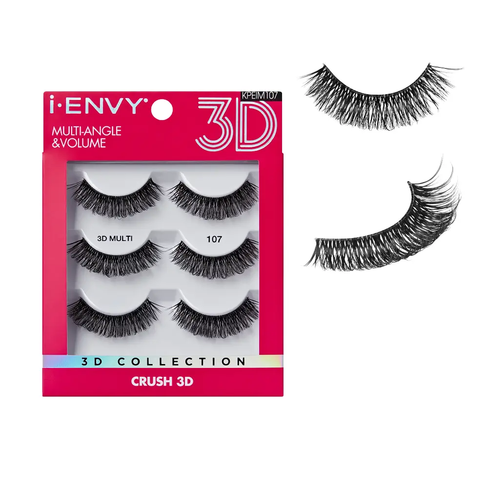 I-ENVY 3D Strip Lashes, 3 Pairs Fluffy & Wispy Volume False Eyelashes with Clear Band - Image 36