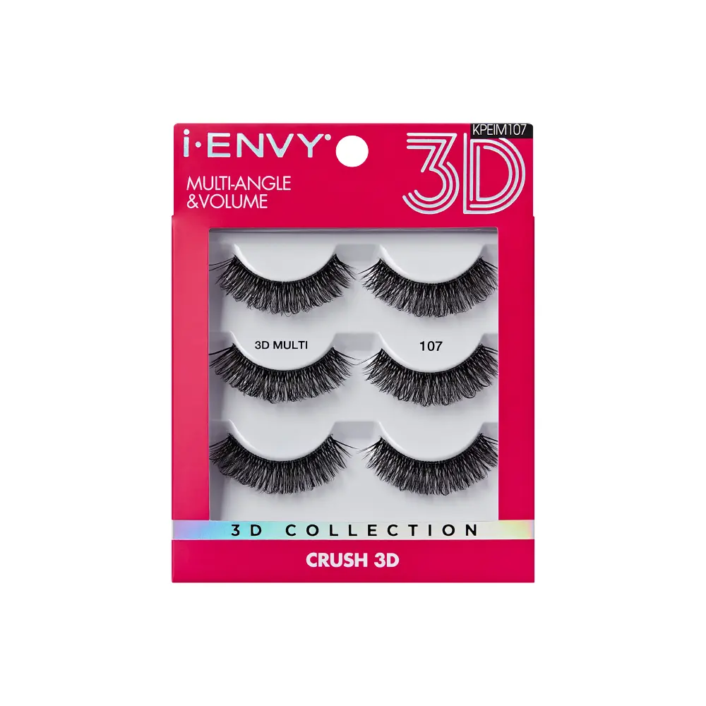 I-ENVY 3D Strip Lashes, 3 Pairs Fluffy & Wispy Volume False Eyelashes with Clear Band - Image 37