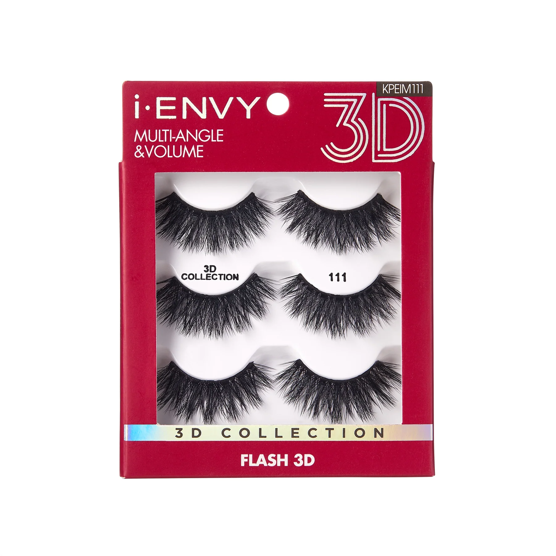 I-ENVY 3D Strip Lashes, 3 Pairs Fluffy & Wispy Volume False Eyelashes with Clear Band - Image 48