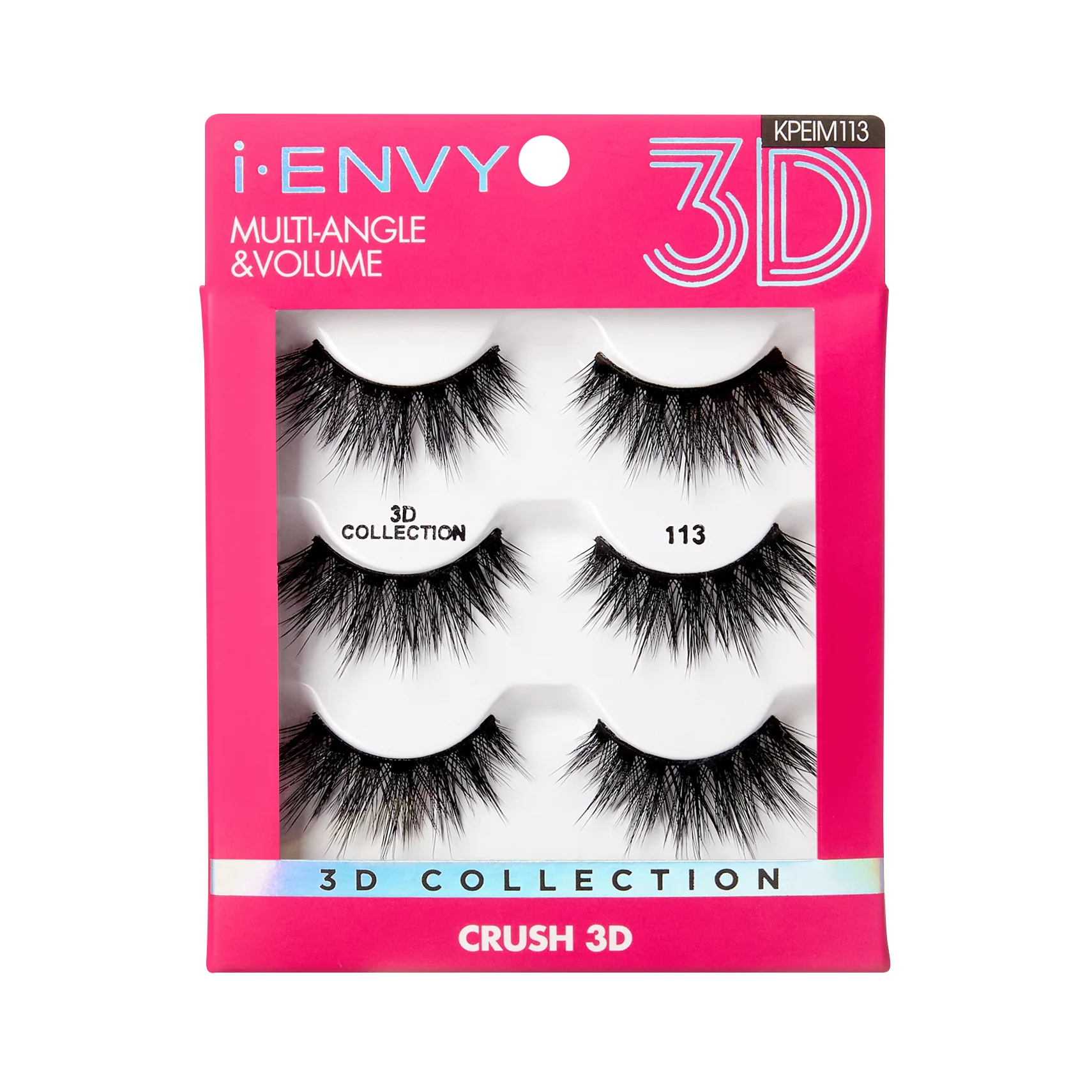 I-ENVY 3D Strip Lashes, 3 Pairs Fluffy & Wispy Volume False Eyelashes with Clear Band - Image 58