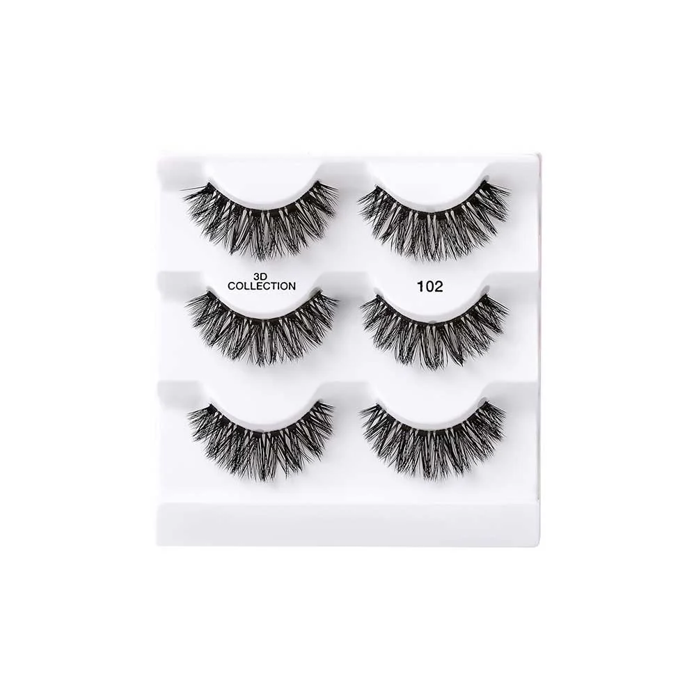 I-ENVY 3D Strip Lashes, 3 Pairs Fluffy & Wispy Volume False Eyelashes with Clear Band - Image 7