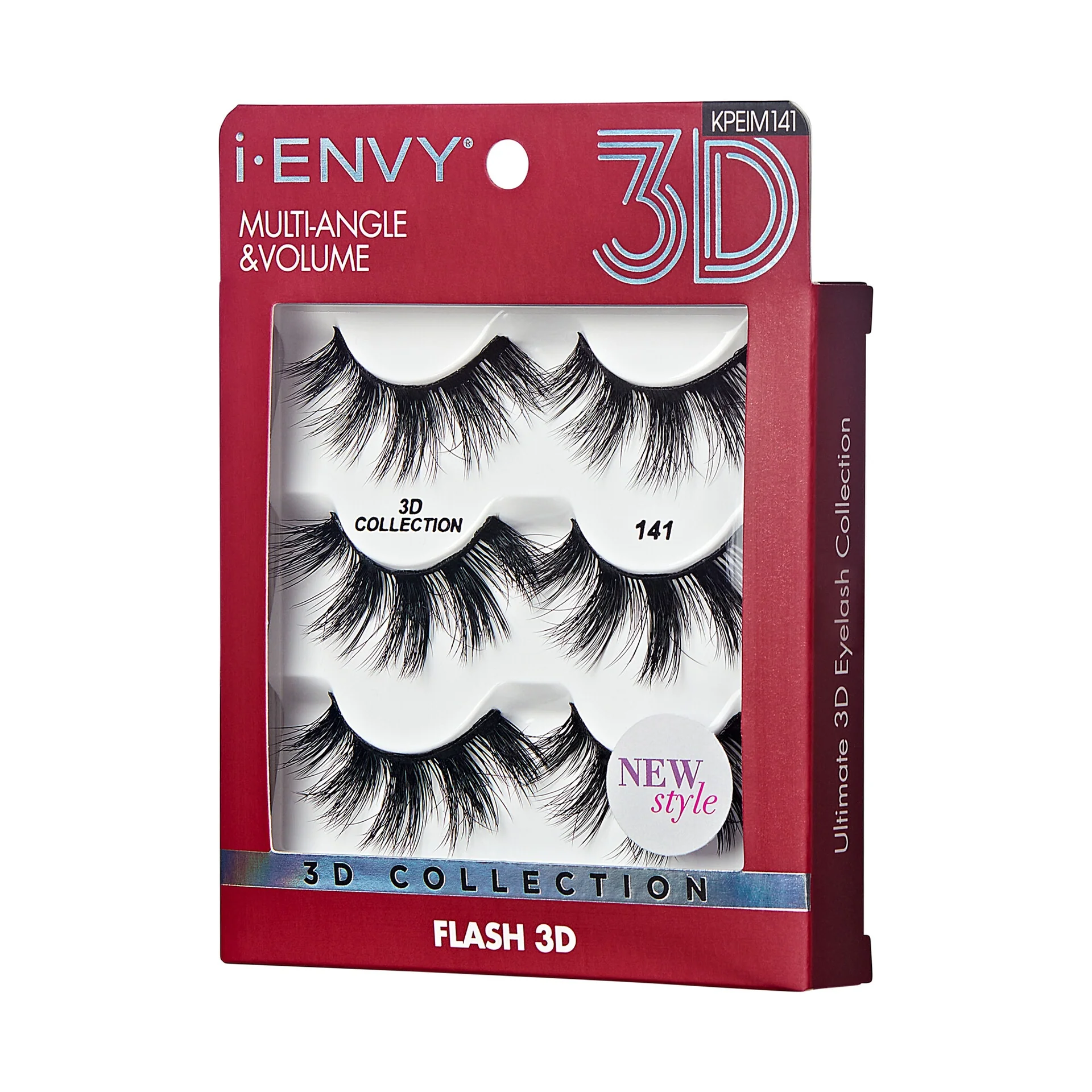 I-ENVY 3D Strip Lashes, 3 Pairs Fluffy & Wispy Volume False Eyelashes with Clear Band - Image 74