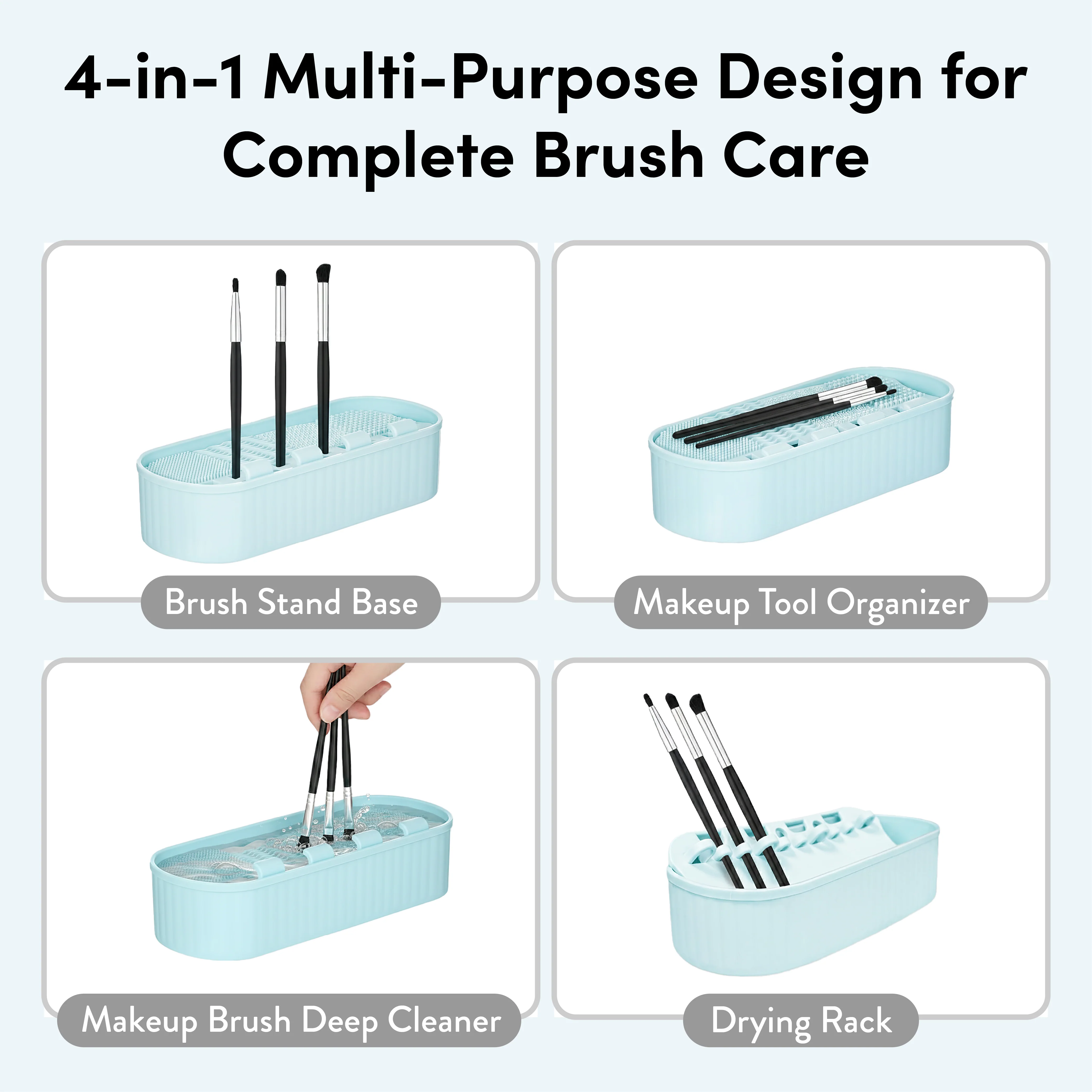 éclat 4-in-1 Makeup Brush Cleaner Mat & Organizer Case - Portable Deep Cleaning Bowl, Drying Rack & Cosmetic Tool Storage for Brushes, Sponges & Puffs - Image 10
