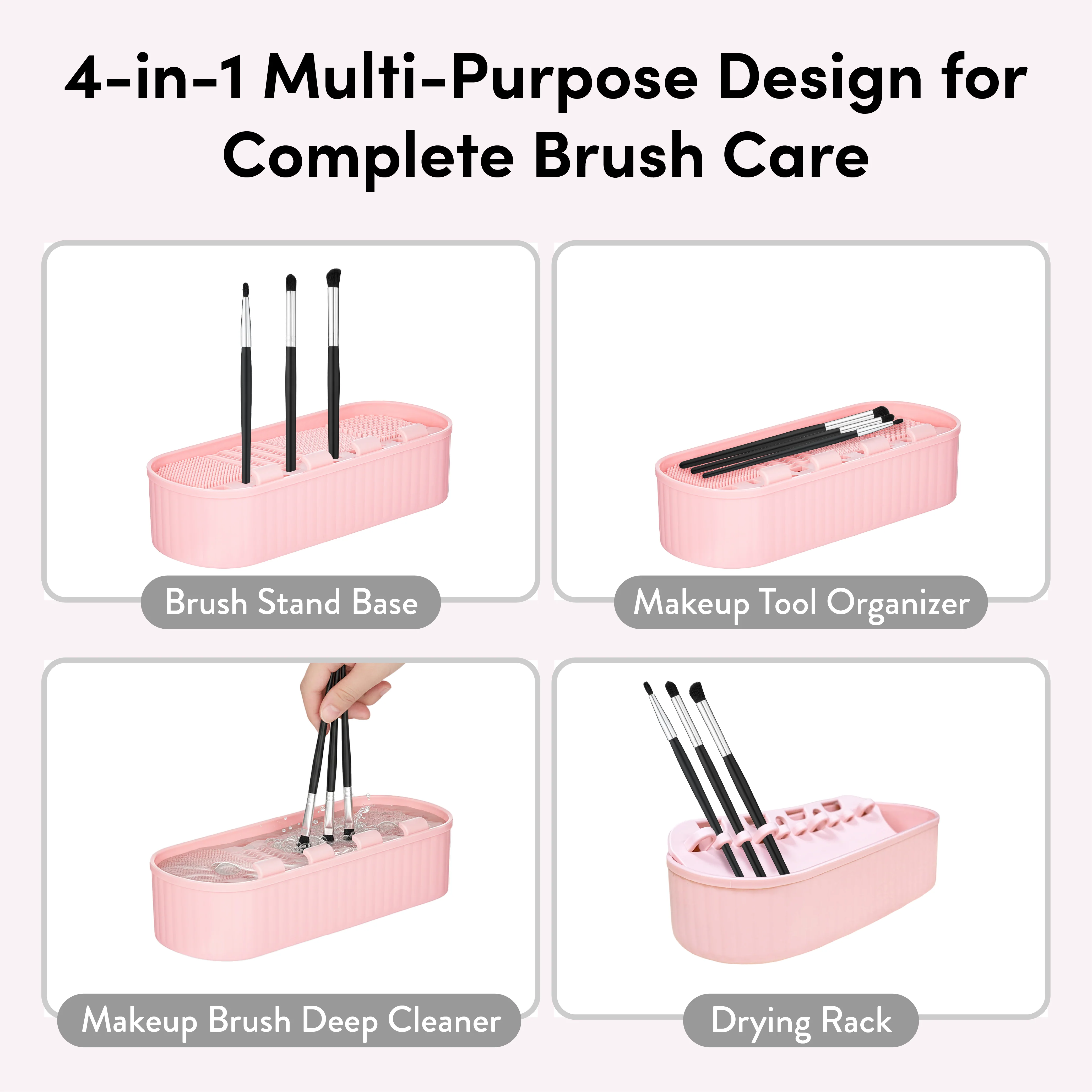 éclat 4-in-1 Makeup Brush Cleaner Mat & Organizer Case - Portable Deep Cleaning Bowl, Drying Rack & Cosmetic Tool Storage for Brushes, Sponges & Puffs - Image 2