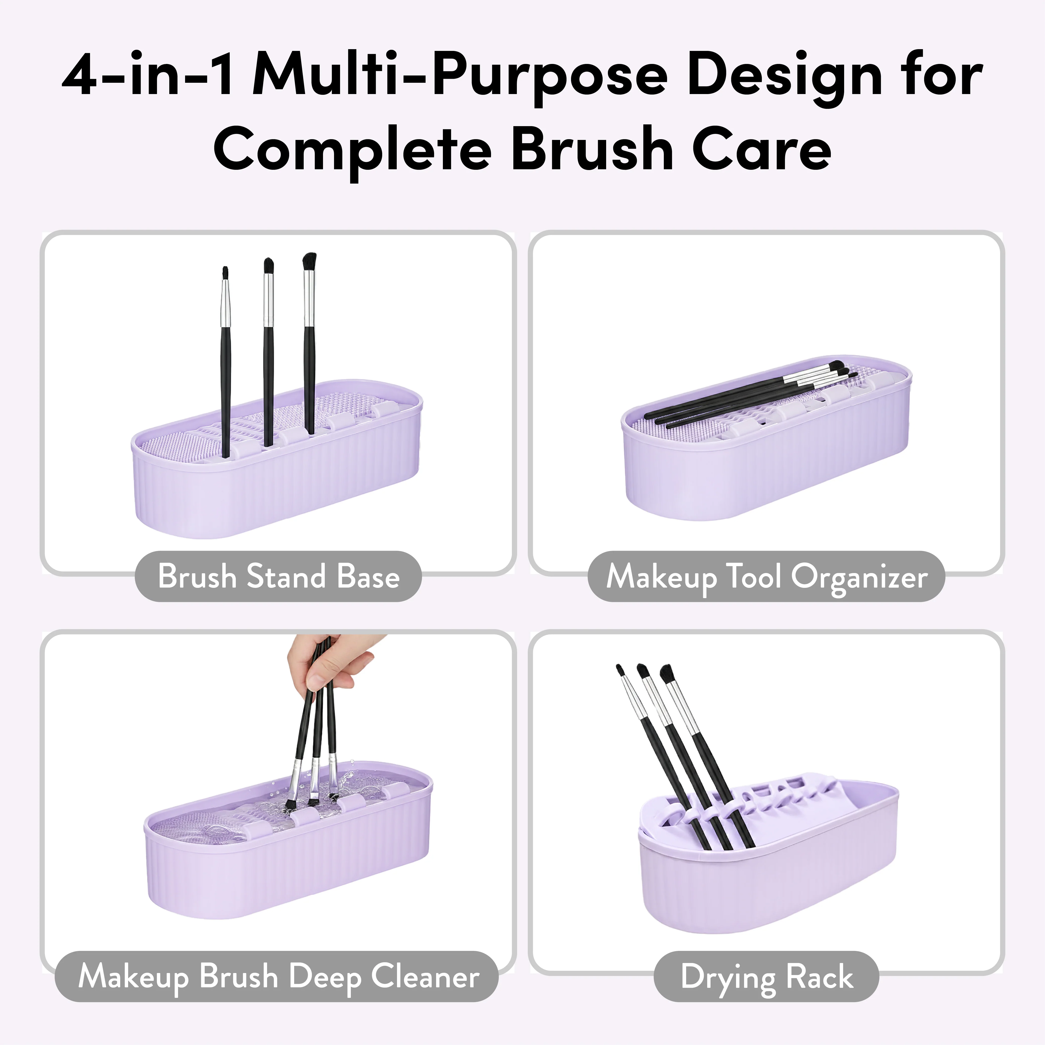 éclat 4-in-1 Makeup Brush Cleaner Mat & Organizer Case - Portable Deep Cleaning Bowl, Drying Rack & Cosmetic Tool Storage for Brushes, Sponges & Puffs - Image 5